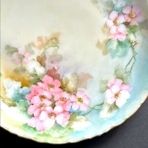 Antique 1891-1906 RC Versailles Bavaria 8” HP Floral Plate Multicolored Gold Rim